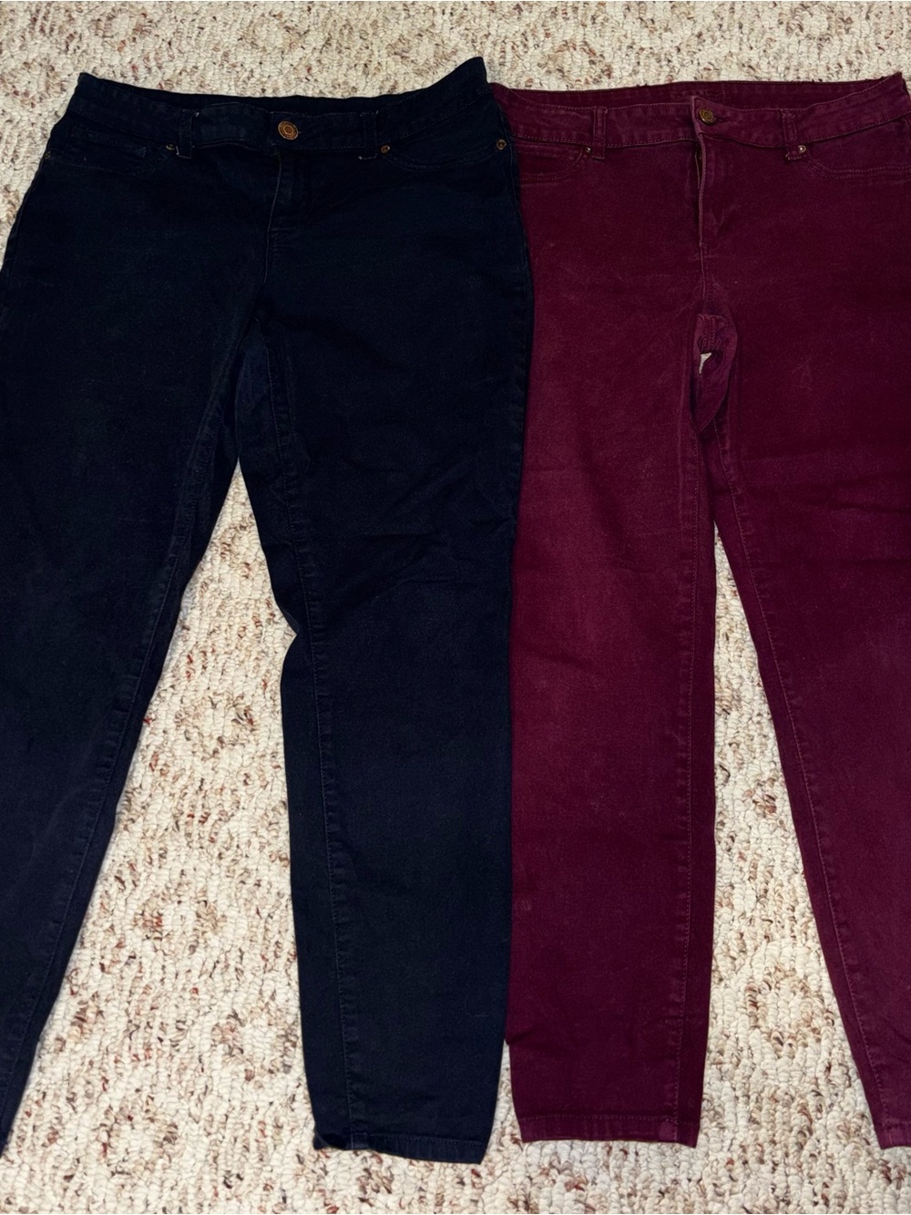 Maurices Navy and Burgundy Stretch Jeggings - High Rise